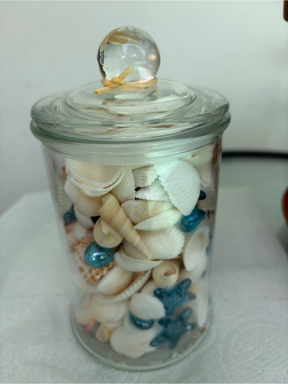 Coastal Shell Jar with Blue Accents - Decorative Home Accent - Picture 4 of 7